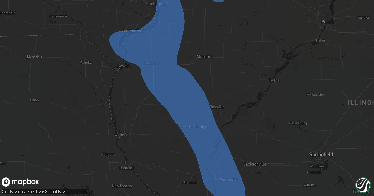 Hail map in Huntsville, IL on July 20, 2026