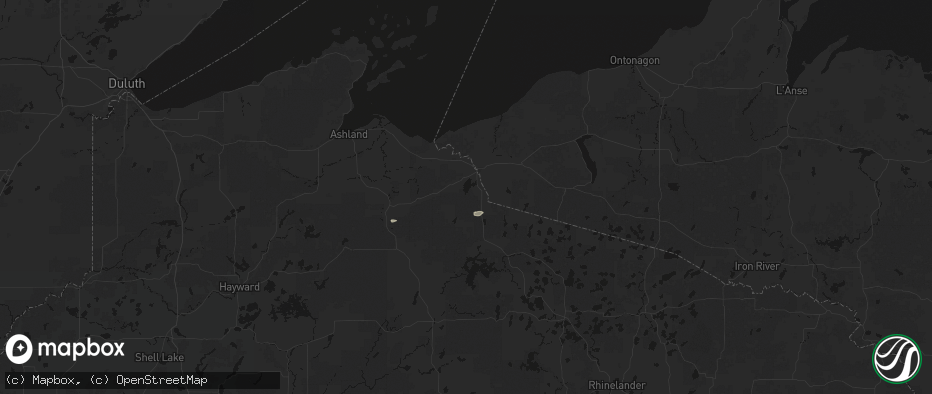 Hail map in Hurley, WI on July 20, 2026