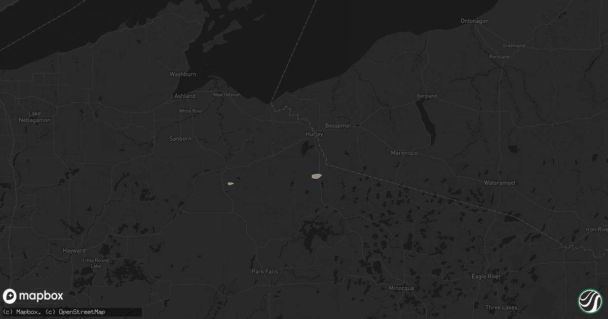 Hail map in Hurley, WI on July 20, 2026