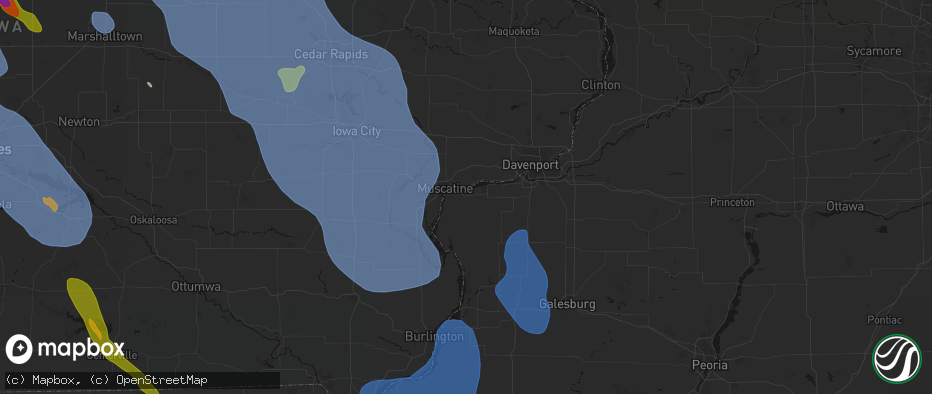 Hail map in Illinois City, IL on July 20, 2026