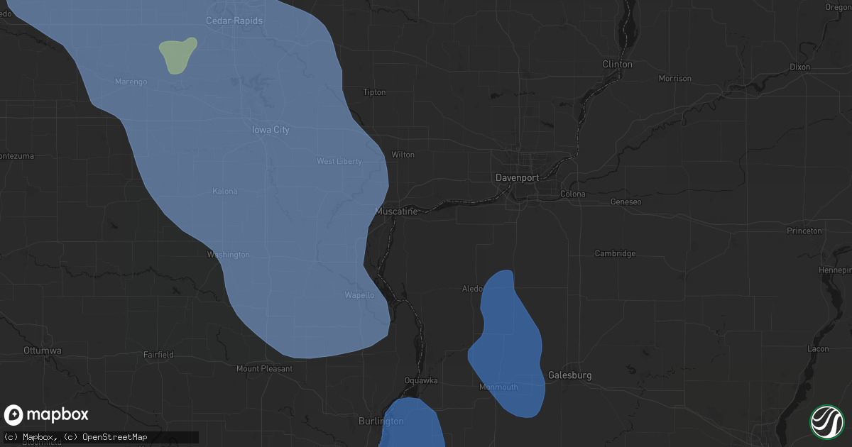 Hail map in Illinois City, IL on July 20, 2026