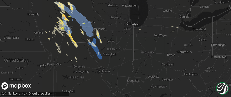 Hail map in Illinois on July 20, 2026