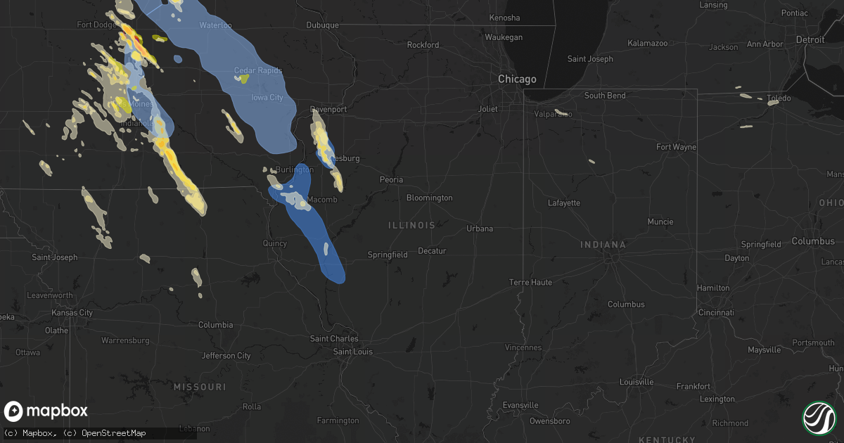 Hail map in Illinois on July 20, 2026