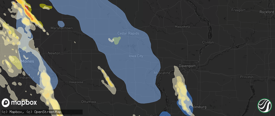 Hail map in Iowa City, IA on July 20, 2026