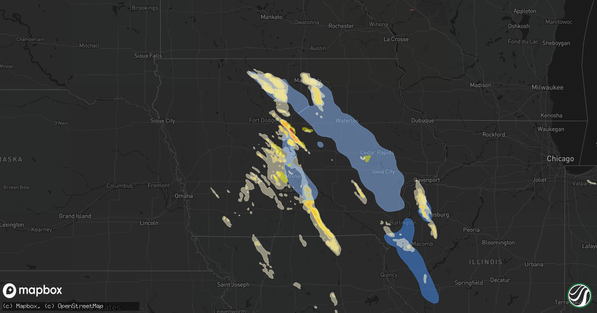 Hail map in Iowa on July 20, 2026