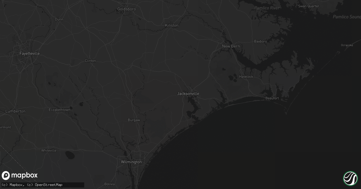 Hail map in Jacksonville, NC on July 20, 2026