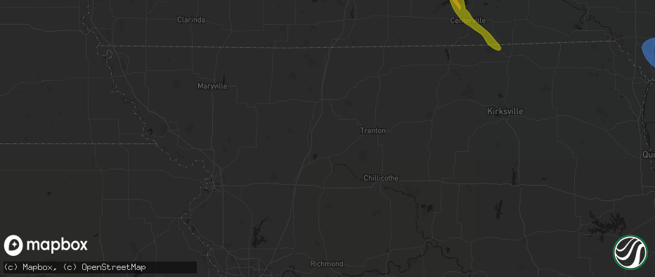 Hail map in Jameson, MO on July 20, 2026