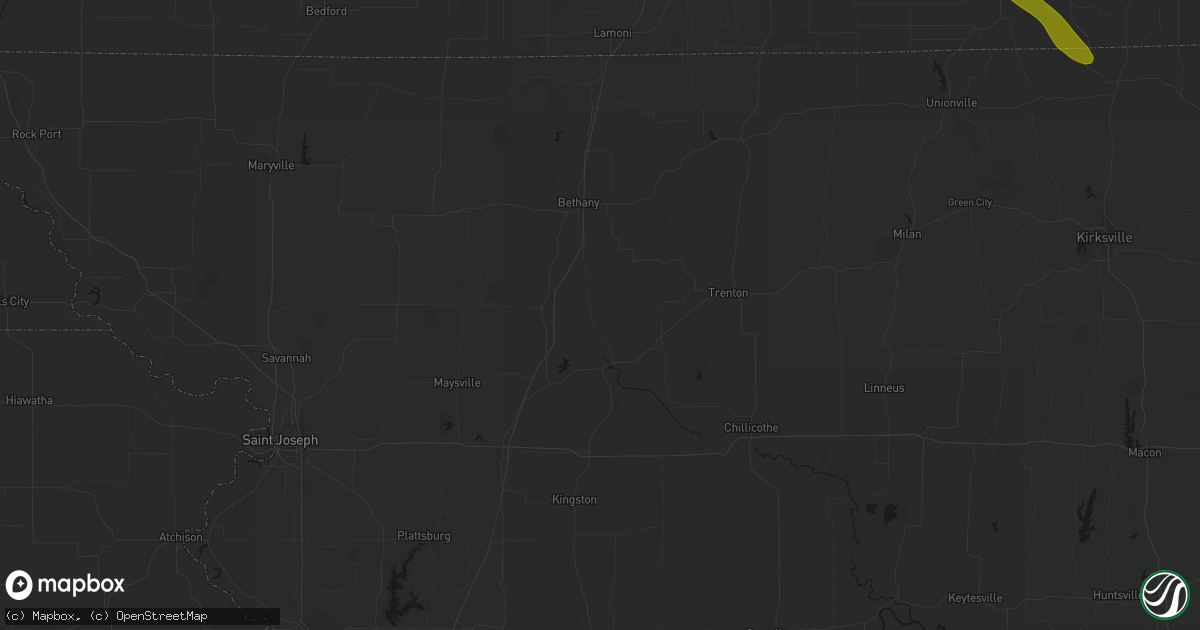 Hail map in Jameson, MO on July 20, 2026