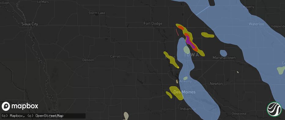 Hail map in Jefferson, IA on July 20, 2026