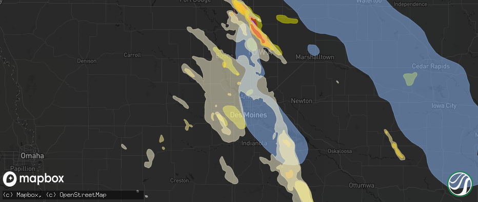 Hail map in Johnston, IA on July 20, 2026