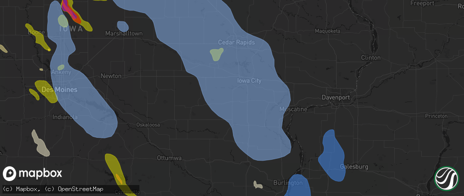 Hail map in Kalona, IA on July 20, 2026