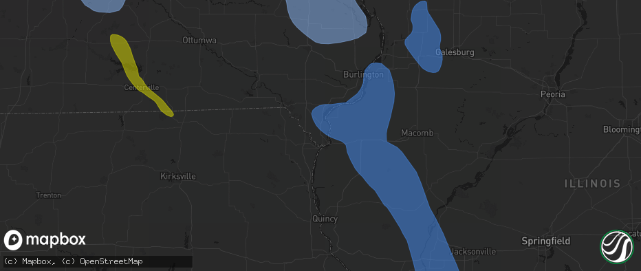 Hail map in Keokuk, IA on July 20, 2026