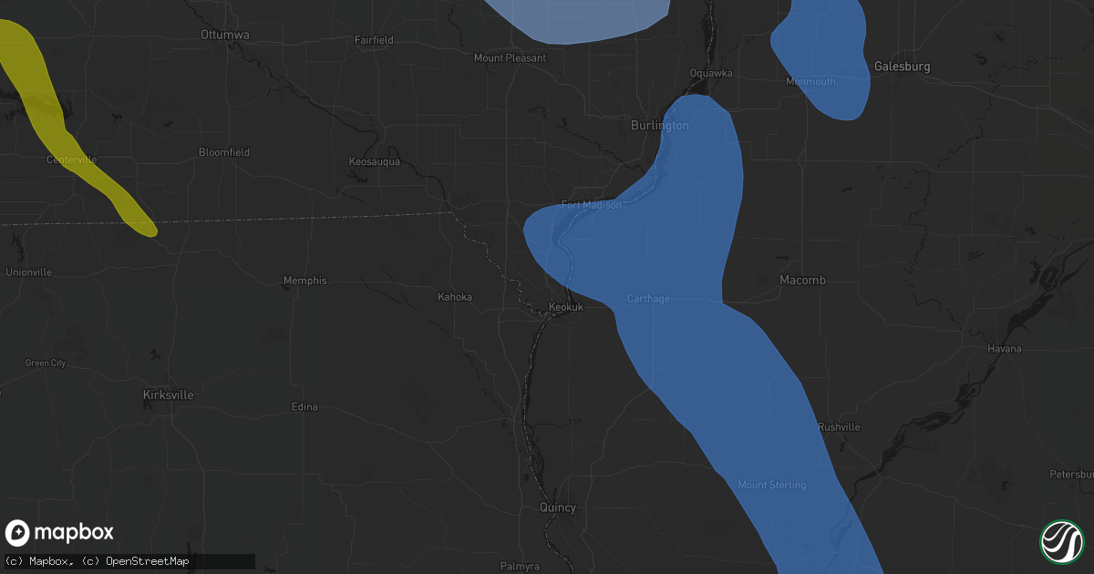 Hail map in Keokuk, IA on July 20, 2026