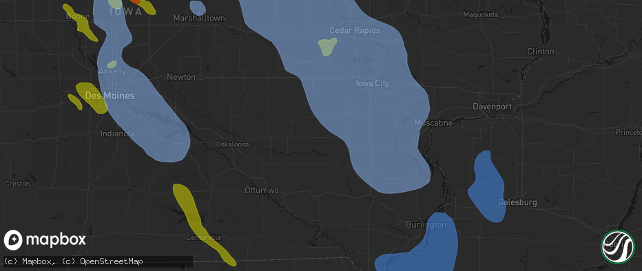 Hail map in Keota, IA on July 20, 2026