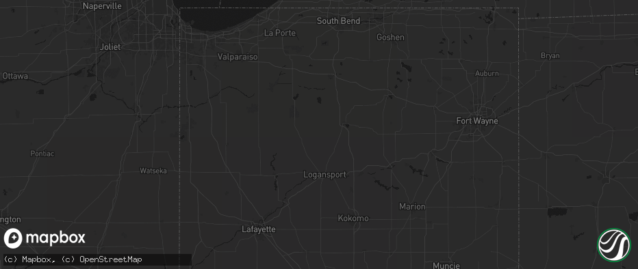 Hail map in Kewanna, IN on July 20, 2026
