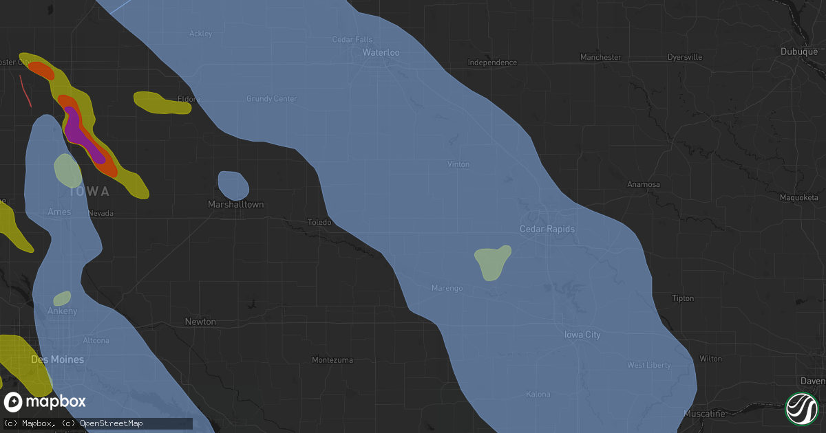 Hail map in Keystone, IA on July 20, 2026