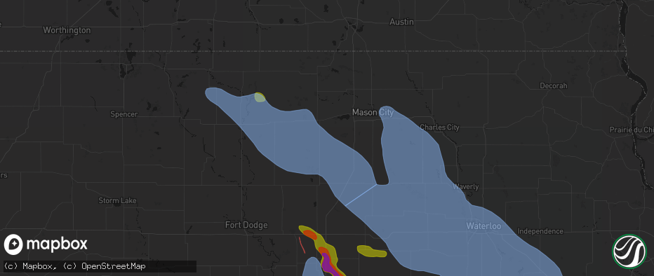 Hail map in Klemme, IA on July 20, 2026