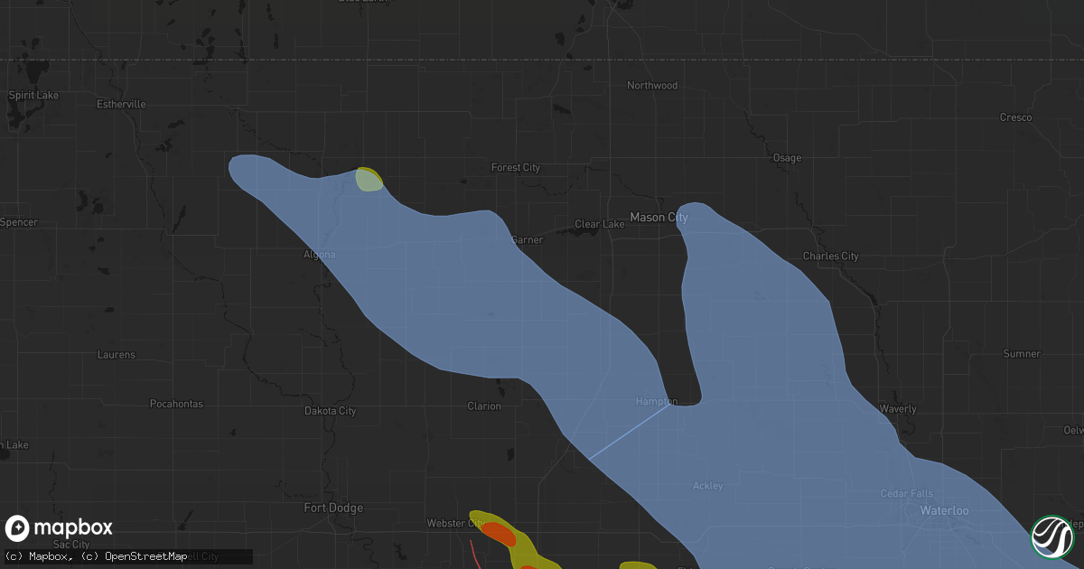 Hail map in Klemme, IA on July 20, 2026