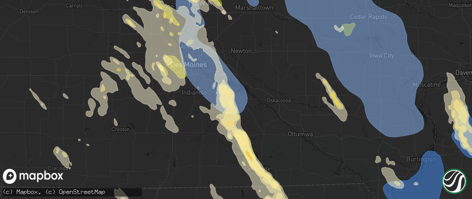 Hail map in Knoxville, IA on July 20, 2026