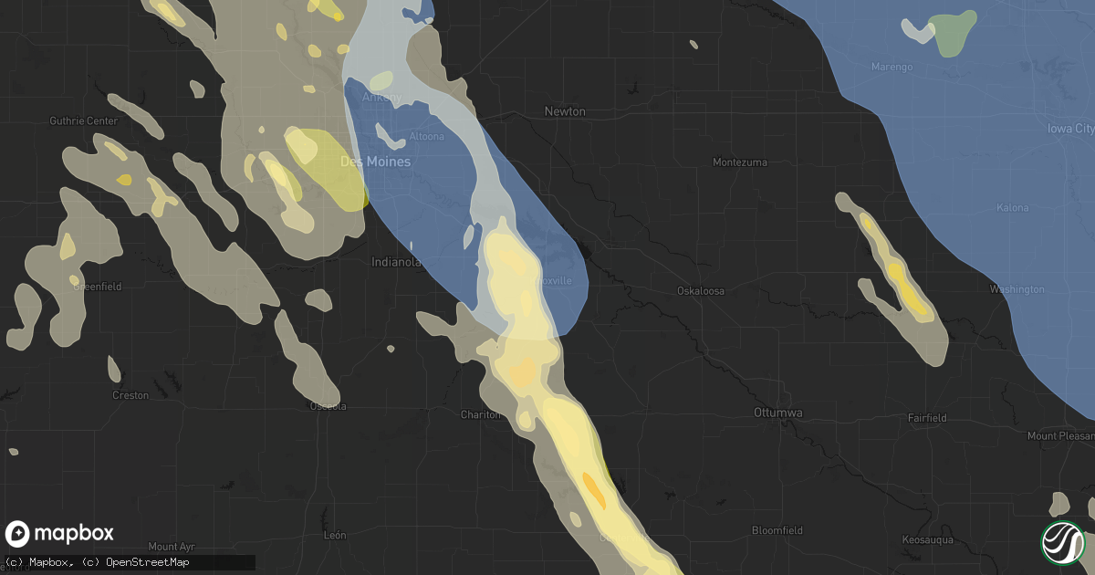 Hail map in Knoxville, IA on July 20, 2026