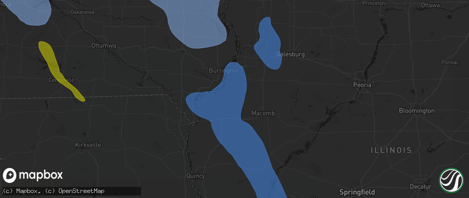 Hail map in La Harpe, IL on July 20, 2026