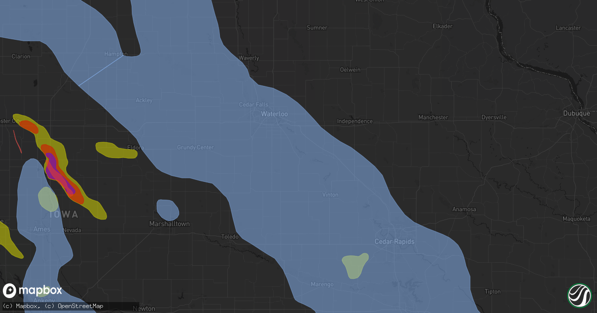 Hail map in La Porte City, IA on July 20, 2026