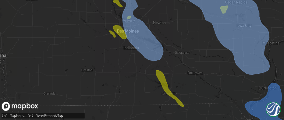 Hail map in Lacona, IA on July 20, 2026