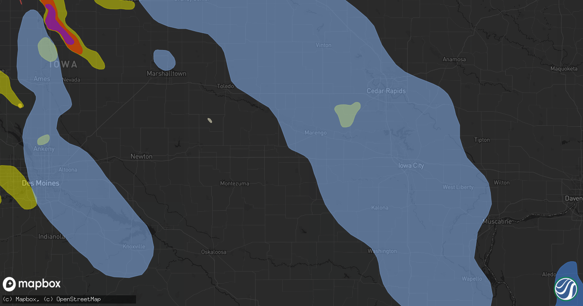 Hail map in Ladora, IA on July 20, 2026