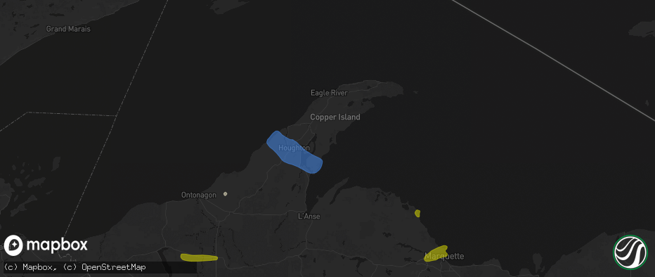Hail map in Lake Linden, MI on July 20, 2026