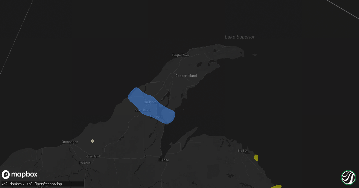 Hail map in Lake Linden, MI on July 20, 2026