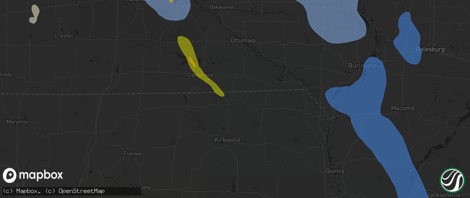 Hail map in Lancaster, MO on July 20, 2026