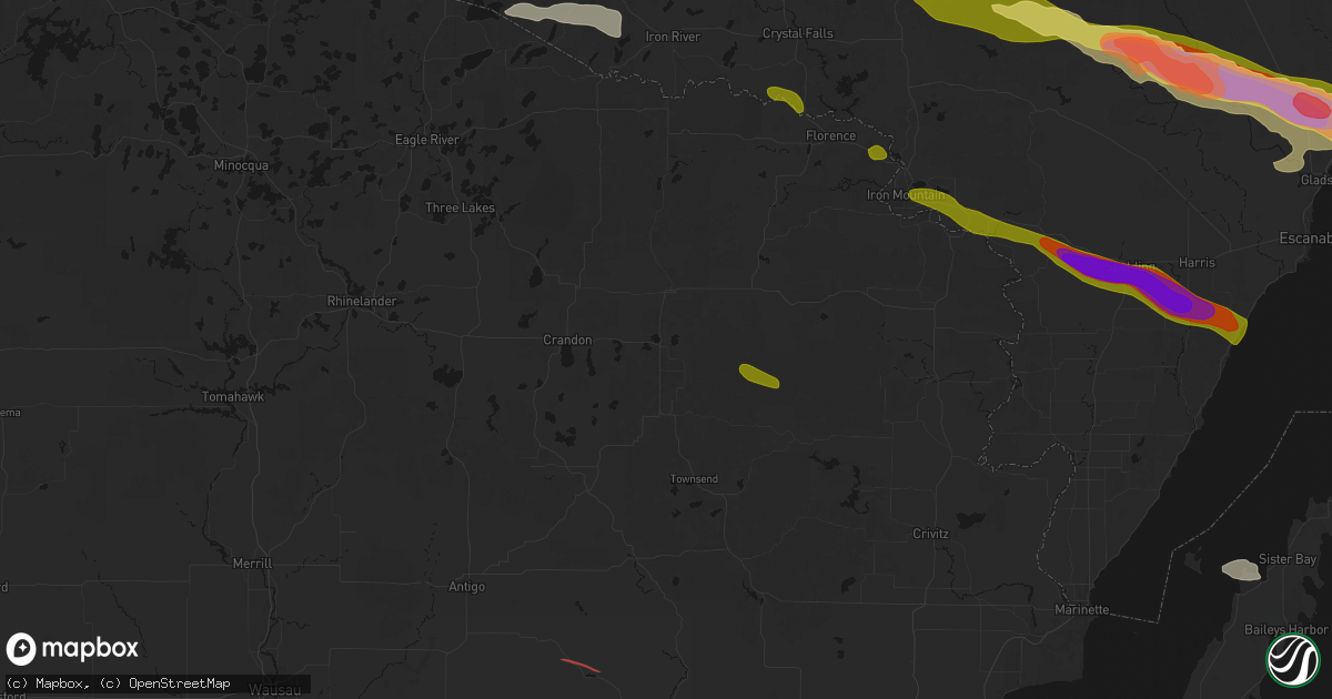 Hail map in Laona, WI on July 20, 2026