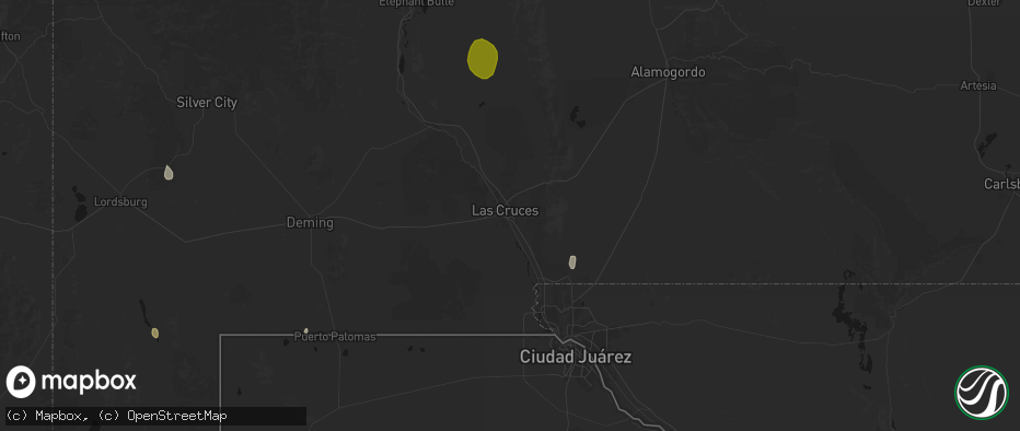 Hail map in Las Cruces, NM on July 20, 2026