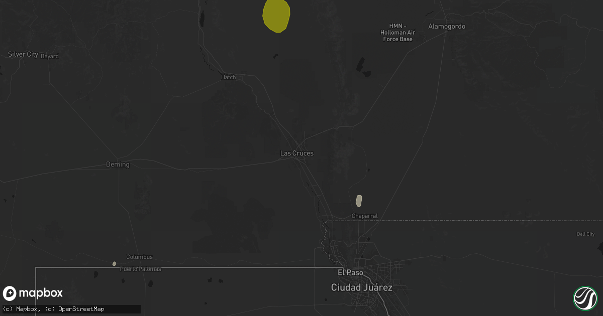 Hail map in Las Cruces, NM on July 20, 2026