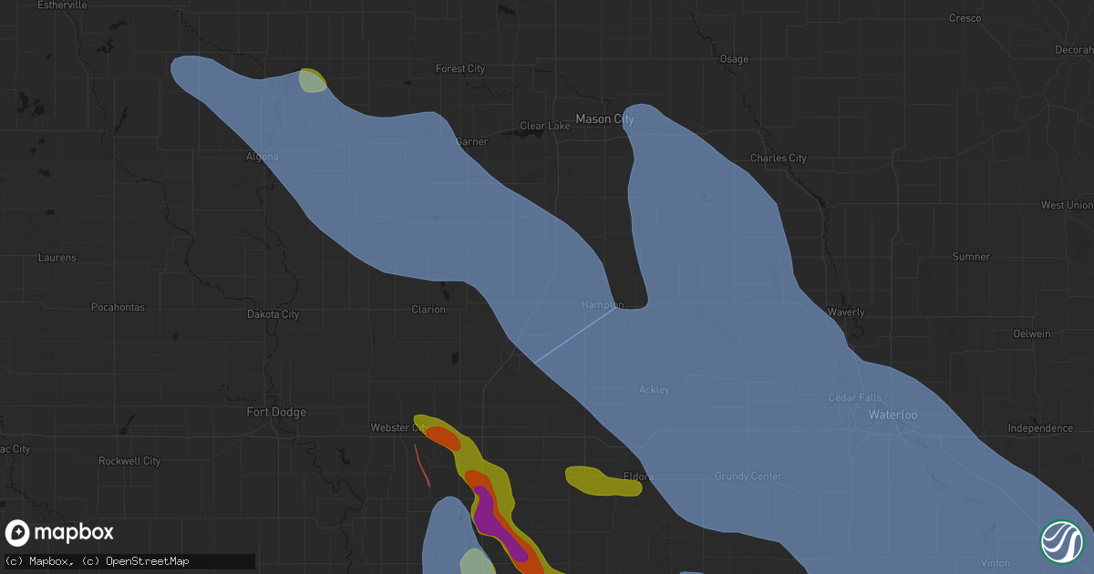 Hail map in Latimer, IA on July 20, 2026
