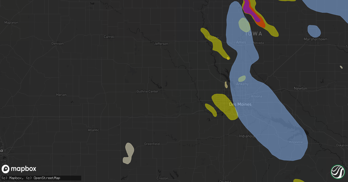 Hail map in Linden, IA on July 20, 2026