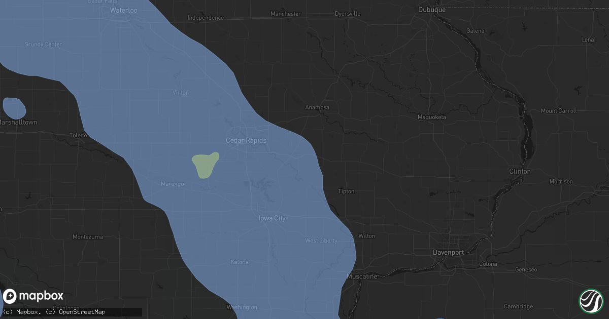 Hail map in Lisbon, IA on July 20, 2026