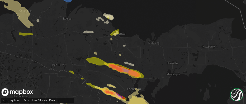 Hail map in Little Lake, MI on July 20, 2026