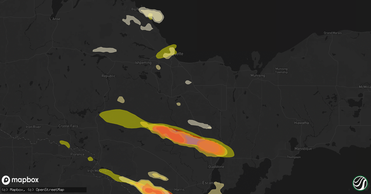Hail map in Little Lake, MI on July 20, 2026