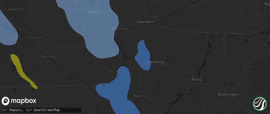 Hail map in Little York, IL on July 20, 2026
