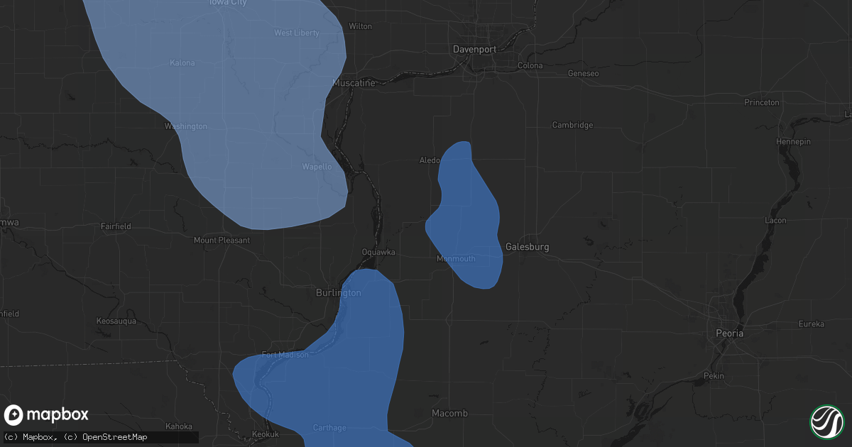 Hail map in Little York, IL on July 20, 2026