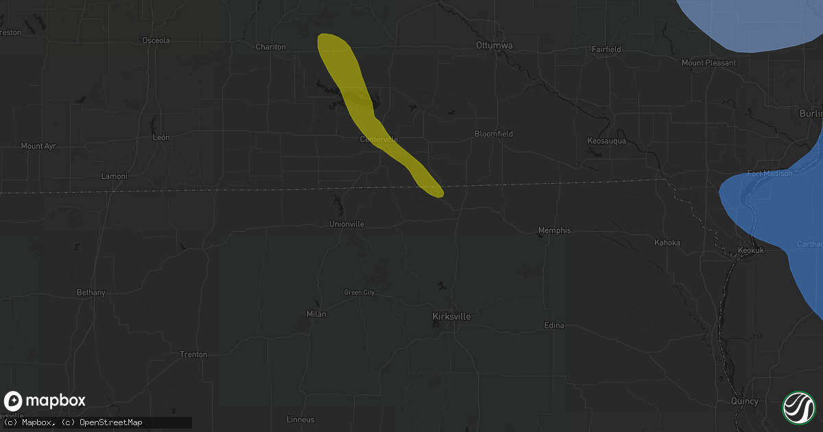 Hail map in Livonia, MO on July 20, 2026
