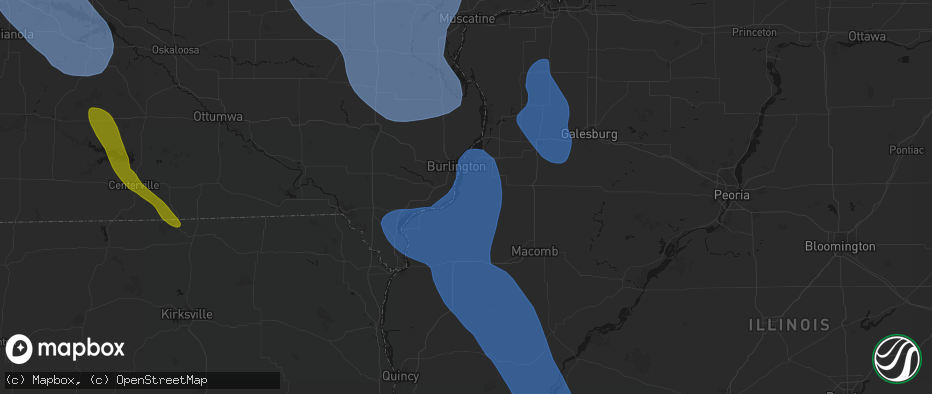 Hail map in Lomax, IL on July 20, 2026