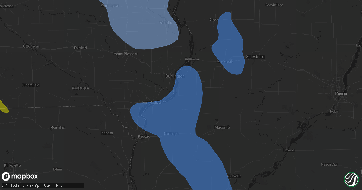 Hail map in Lomax, IL on July 20, 2026