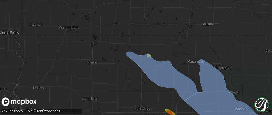 Hail map in Lone Rock, IA on July 20, 2026