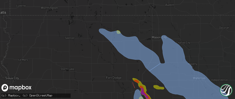 Hail map in Lu Verne, IA on July 20, 2026
