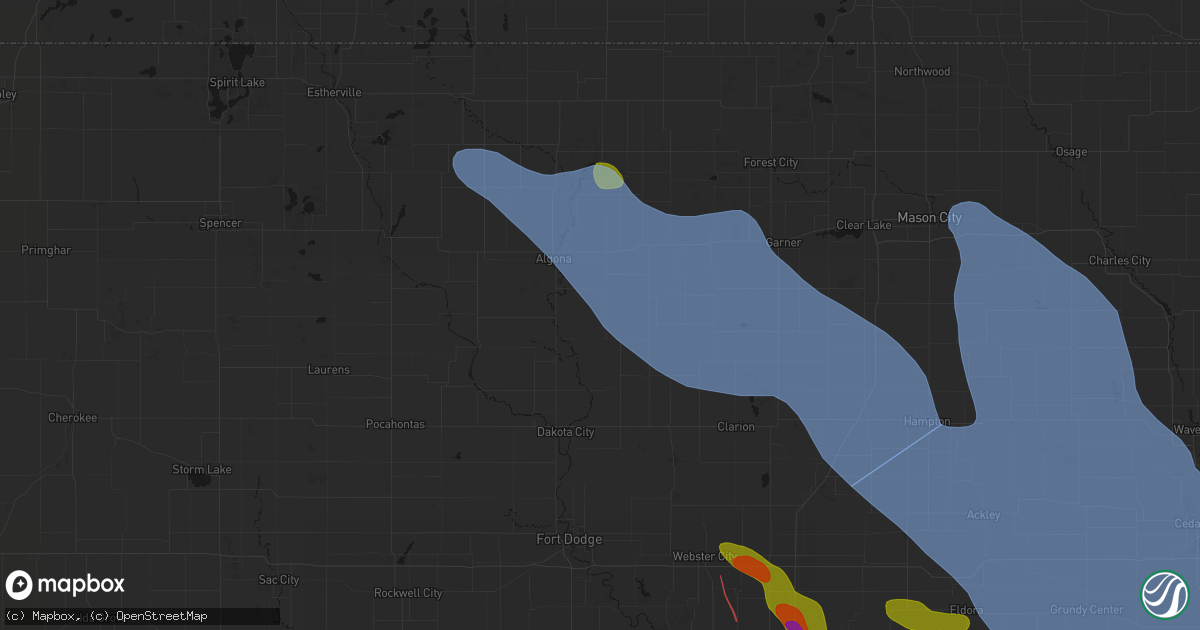 Hail map in Lu Verne, IA on July 20, 2026