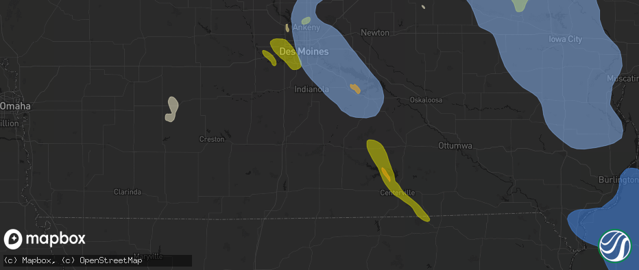 Hail map in Lucas, IA on July 20, 2026