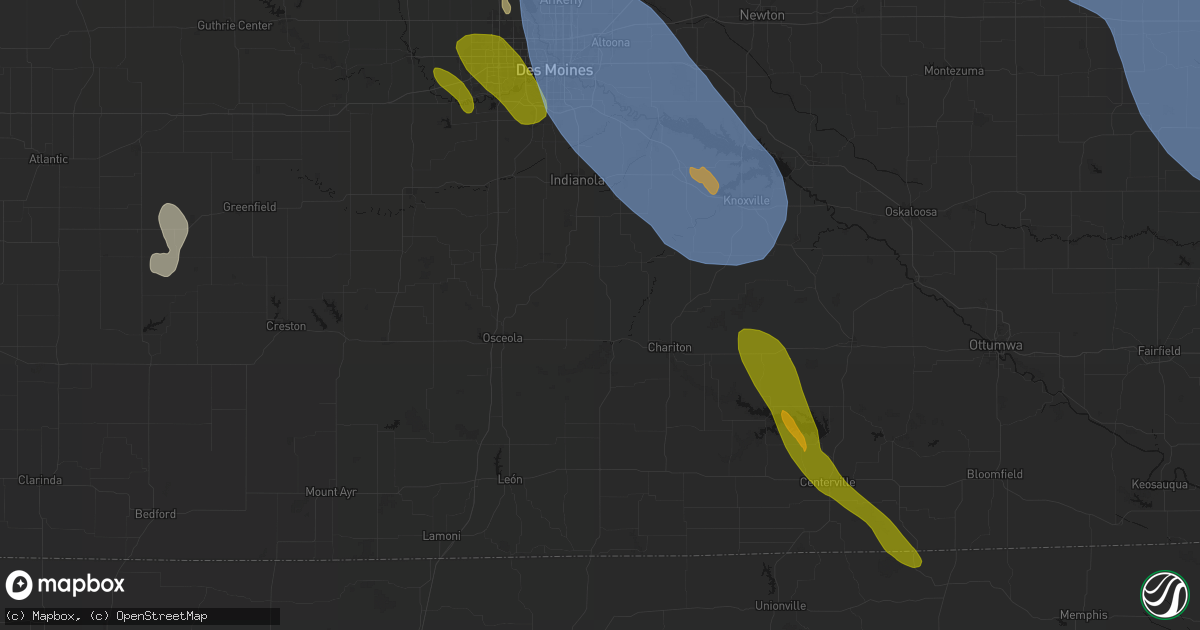 Hail map in Lucas, IA on July 20, 2026