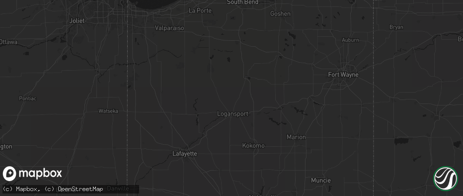 Hail map in Lucerne, IN on July 20, 2026